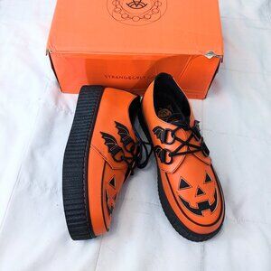 Strange Cvlt Krypt Jack Orange and Black Jack O Lantern Creepers Loafers
